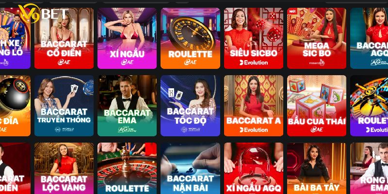 Đa dạng các tựa game hấp dẫn tại casino V9BET